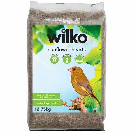 (12.75 kg) wilko Wild Bird Sunflower Hearts, High Energy Superfood for Wild Birds