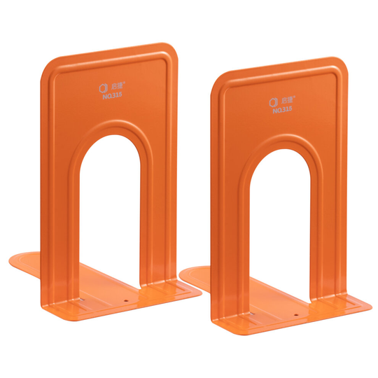 (Orange) Pair of Heavy Duty Metal Bookend Book End Stand Support Office Stationery School