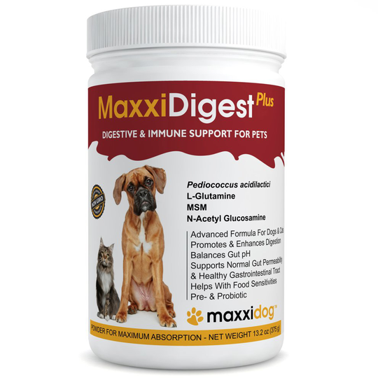 MaxxiDigest Plus - Advanced Digestive & Immune System Support for Dogs & Cats - Pets Probiotics & Prebiotics - Digestion Enzymes - Non GMO Powder