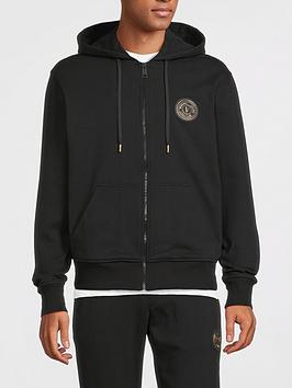 Versace Jeans Couture Patch Logo Zip Through Hoodie - Black
