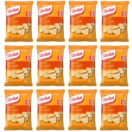SlimFast Baked Cheddar Flavour Cracker Snack Bags 12x 22g BEST BEFORE MARCH 2023