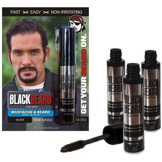 Blackbeard for Men Temporary Colour Beard Moustache Eyebrows BLACK X3
