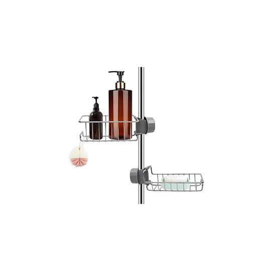 2Pcs Shower Caddies No Drill, Stainless Steel Bathroom Accessories Caddy Storage Shelves,Kitchen Sink Organiser, Shampoo Soap Holder Rack, Rust Free