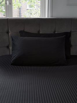 Very Home Luxury 300Tc Soft Touch Sateen Stripe Housewife Pillowcases (Pr) - Black