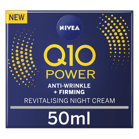 NIVEA Q10 Power Anti-Wrinkle + Firming Night Cream (50ml), Anti Ageing Cream + Creatine & Q10, Nightly Moisturiser for Women, Reduce Appearance of W