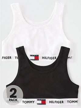 Tommy Hilfiger Girls 2 Pack Bralette - White/Black, White/Black, Size Age: 8-10 Years, Women