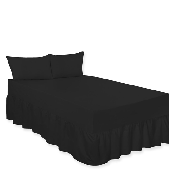 (Fitted Valance Sheet Black Single) Premium Percale Polycotton Plain Fitted Valance Sheets. Colourful Bedding Ideal for Bed Room Home Décor Sheets.