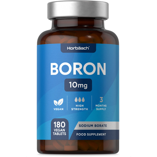 Boron 10mg | 180 Tablets | High Strength Supplement | Suitable for Vegans & Vegetarians | No Artificial Preservatives | by Horbaach
