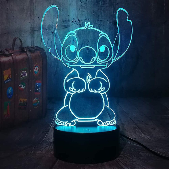 Shxx Lilo Stitch Lamp Cartoon Cute Stitch Figure Friends 3D Led Night Light 7 Color Change Baby Sleep Table Lamp Home Decor Holiday Kids New Year Chri
