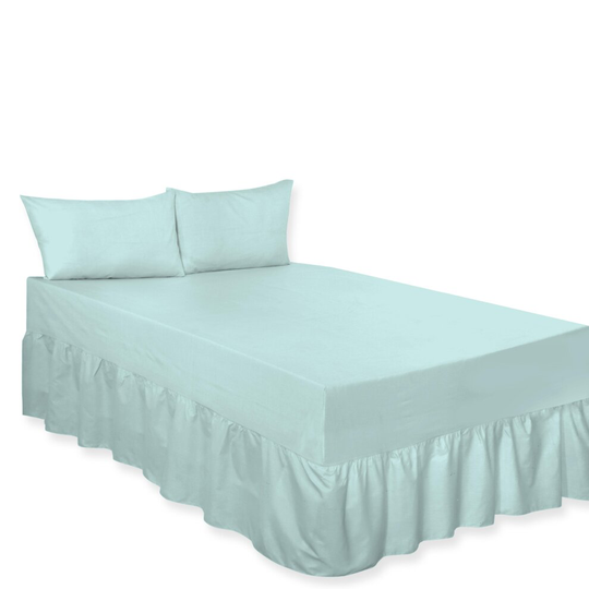 (Fitted Valance Sheet Duck Egg Single) Premium Percale Polycotton Plain Fitted Valance Sheets. Colourful Bedding Ideal for Bed Room Home Décor Sheets.