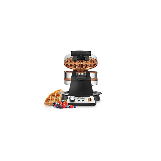 CRUX Double Rotating Belgian Waffle Maker with Nonstick Plates, Stainless Steel Housing & Browning Control