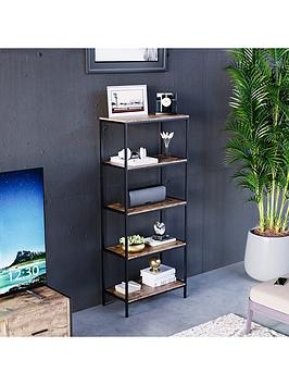 Vida Designs Brooklyn 5 Tier Bookcase - Dark Oak
