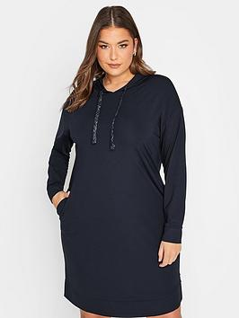 Yours Pocket Hoodie Dress - Blue, Blue, Size 22-24, Women