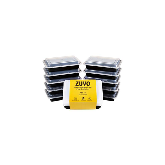 Zuvo 15 Pack 1 Compartment Meal 90112 Prep Bento Box. Reusable Food Container for Portion Control. Microwaveable, Stackable, Dishwasher and Freez