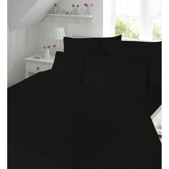(Black, Double) 180 Duvet Cover Set with Pillow Case