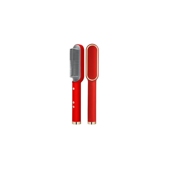 (Red) Hair Straightener Brush Comb Curlers Styler