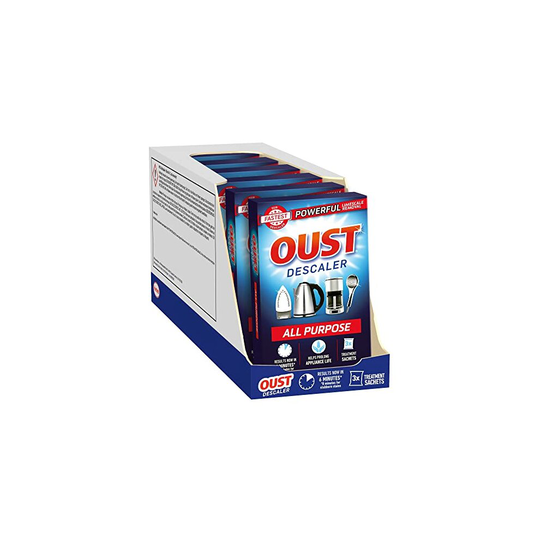 Oust Powerful All Purpose Descaler, Limescale Remover - Ideal for Kettles, Coffee Machines, Irons and Shower Heads, 3 Sachets x 6 (18 Sachets Total)
