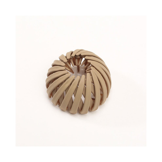 (Khaki) 2Pcs Bird's Nest Hair Holder Pin Lazy Hairpin Plate Hair Iron Matte Ponytail Headwear