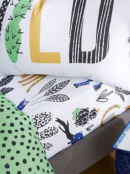 Pineapple Elephant Wild Jungle Animals Fitted Sheet - White/Multi