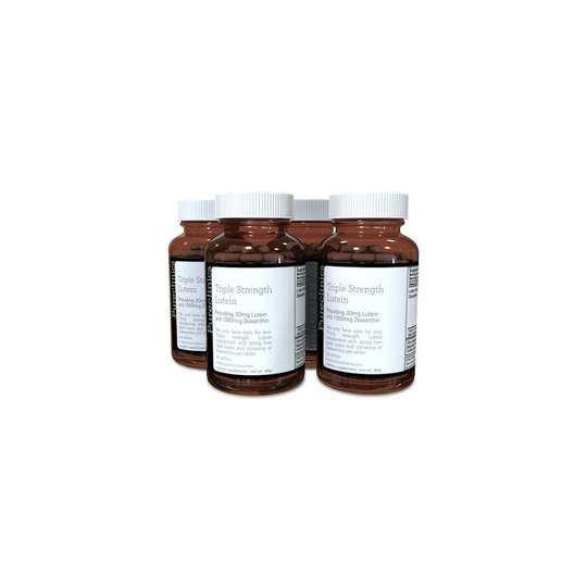 Pureclinica Triple Strength Lutein 12 months supply 30mg Lutein & 1000mcg Zeaxanthin per tablet. 3 x the strength of regular Lutein tablets-4 bottles