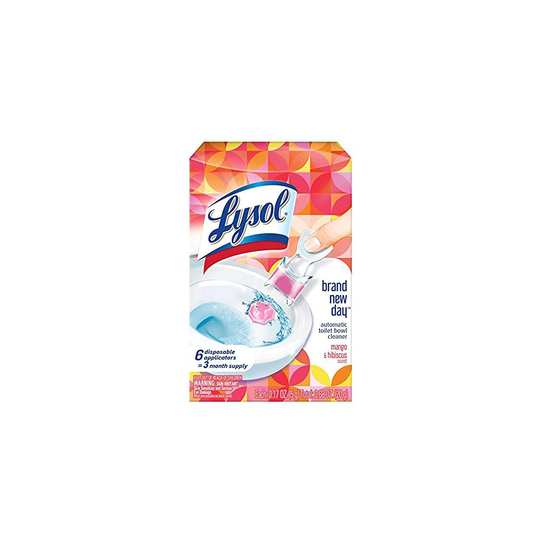 Lysol Automatic Toilet Bowl Cleaner, Click Gel, Mango & Hibiscus, 6 Count