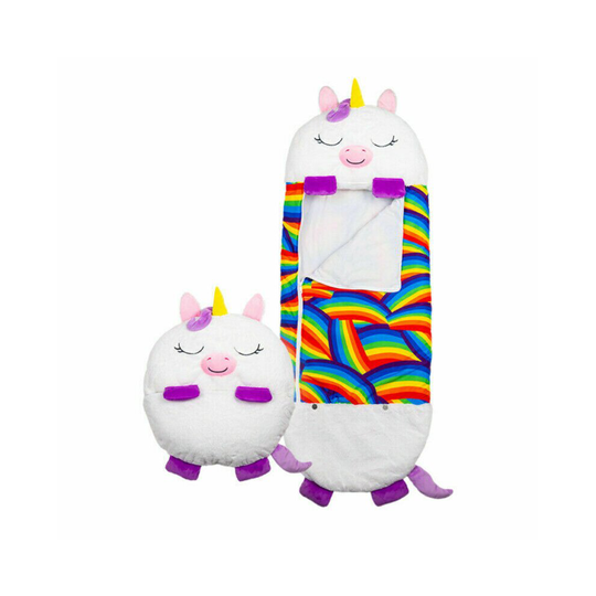 (White Unicorn, 160*60cm ) Sleeping Bag Happy Nappers Kids Cartoon Sleepsacks Plush Pillow Animal Sleep Sack
