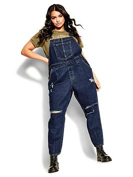 City Chic Renegade Jumpsuit - Mid Denim Blue