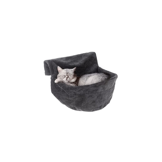 PETLICITY Deluxe Radiator Cat Bed, Round Cosy and Warm Fleece Beds Basket Cradle Hammock, Solid & Durable Iron Frame Animal