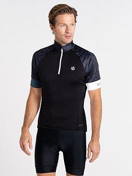 Dare 2b Mens Stay The Course III Short Sleeve Cycling Jersey - Black/Grey, Black/Grey, Size Xs, Men