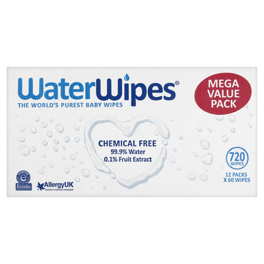 WaterWipes Newborn Baby Wipes, Totally Natural & Sensitive, 12 x 60 (720 Wipes)
