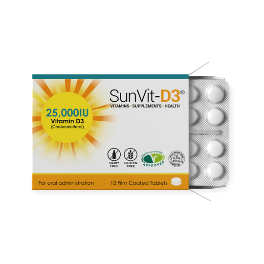 25,000iu Vitamin D3 Tablet Pack, 28 High Strength Weekly Supplement