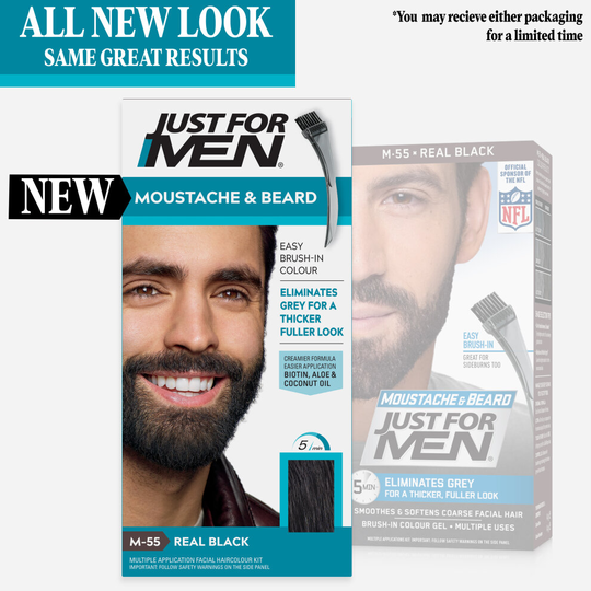 Just For Men - M55 - Moustache and Beard Facial Hair Color - Real Black