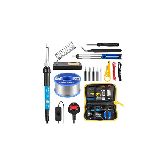 Soldering Iron Kit, 60W Welding Tools with Adjustable Temp 200-450C and ON/Off Switch, 5 Soldering Tips, Desoldering Pump, Solder Wire, Wire Str