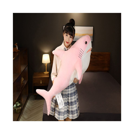 (Pink, 60cm) Cute Shark Plush Pillow Sleep Reading Cushion Soft Animal Doll Kids Gift