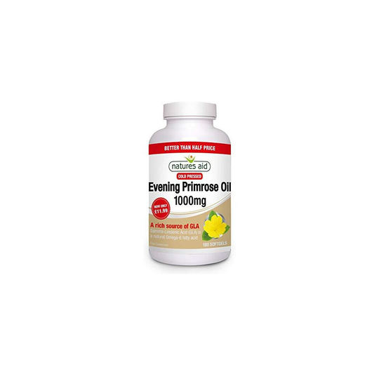 Natures Aid Evening Primrose Oil 1000 mg, Cold Pressed, Omega-6 GLA, 180 Softgel Capsules