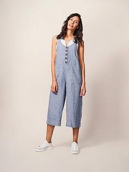 White Stuff Viola Linen Dungaree - Blue