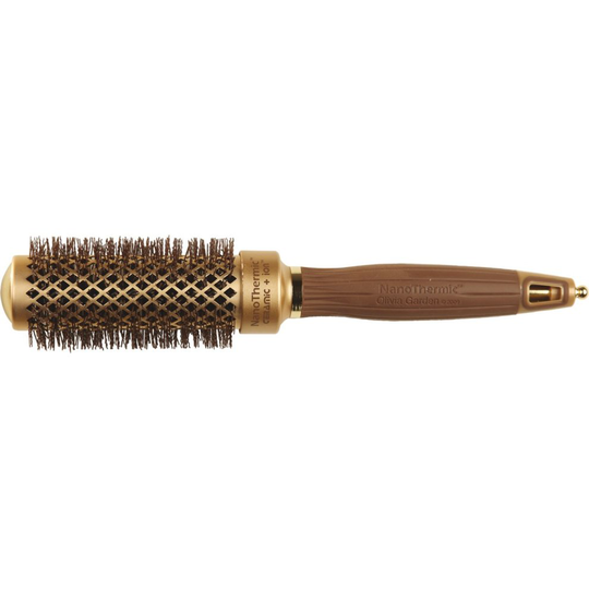 Olivia Garden NanoThermic™ Thermal Round Hair Brush 34mm - Anti-Bacterial, Ceramic, Anti-Static, Tourmaline-Ion & Wavy Nylon Bristles