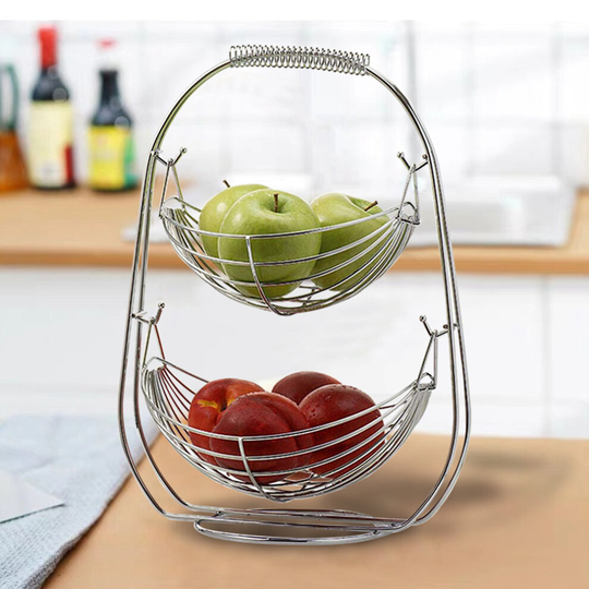 (2 Tier) 2/3 Tier Swinging Fruit Basket Fruit Bowl Hanger Stand Banana Storage
