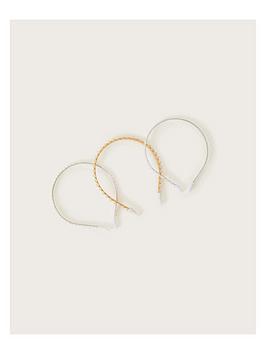 Monsoon Girls 3 Pack Pretty Pearl Hairbands - Ivory