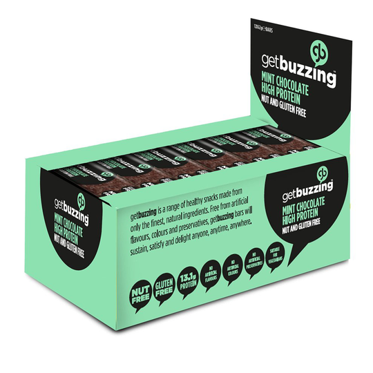getbuzzing High Protein Nut & Gluten Free Flapjack - Mint Chocolate - Pack of 12x62g