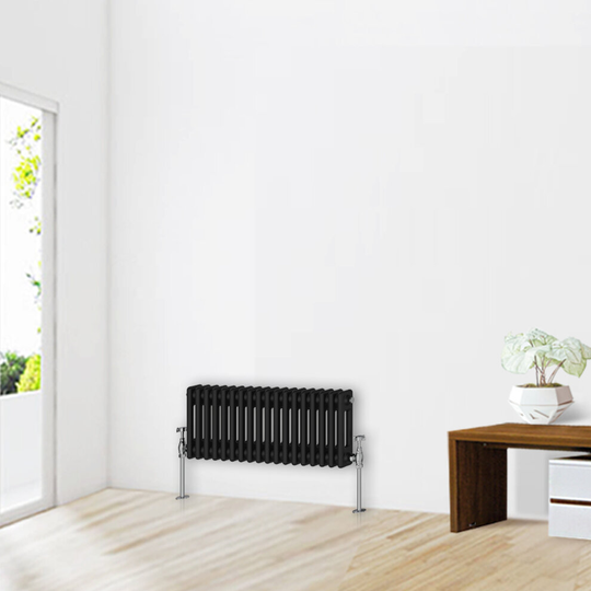 (300 x 830mm-2 Column) NRG Traditional Black Horizontal Vertical Bathroom Cast Iron Radiator