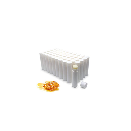 Natural Lip Balm Bulk, Unlabeled Filled, 50 Pack, Honey | Add Your Own Labels For Party Favors, Gift Baskets,