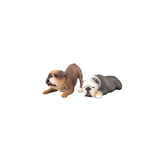 Toymany Realistic Large Bull Dog Figurines, Cute Sleeping Animal Figures Dog Figurines Set, Birthday Toy Gift for Kids Toddlers Children (2pcs)