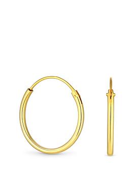 Simply Silver Sterling Silver 925 12ct Gold Plated Polished Mini Sleeper Hoop Earrings, One Colour, Women