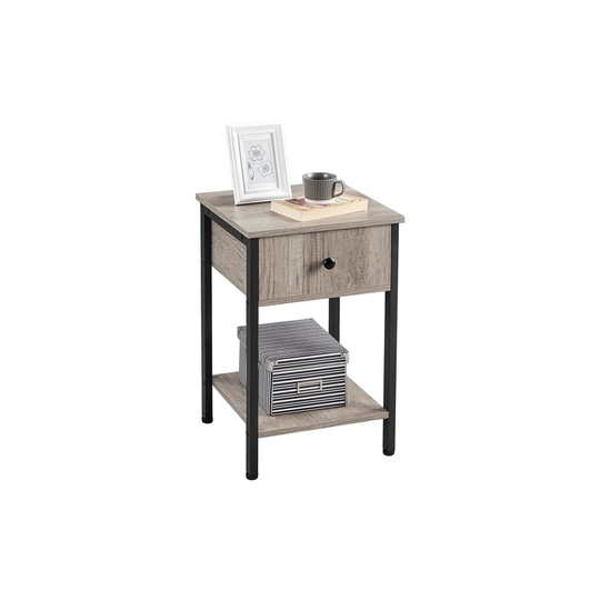 (Gray) Yaheetech Rustic End Table Sofa Side Table