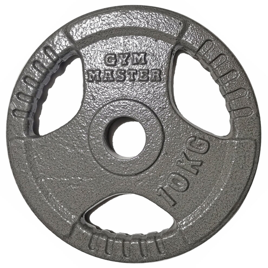 (2 x 10 kg) Gym Master Pair Olympic Weight Plates 2" Cast Iron 3 Grip Rim 1.25-20KG