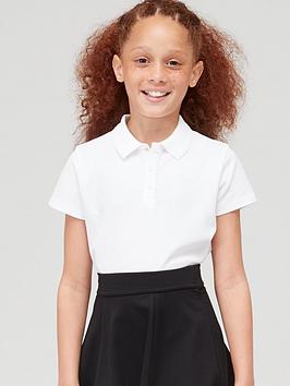 Everyday Girls 5 Pack School Polo Tops - White, White, Size Age: 14-15 Years, Women