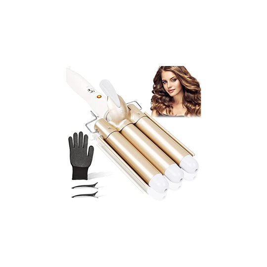 Hair Waver, PEFOOK Hair Curler Upgrade 3 Barrels Hair Curling 25mm Iron Wand for Long Hair, Styling Tool for Woman Crimp Hair with 2 Temperature