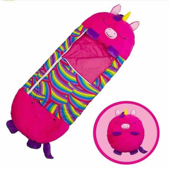 (Rose Unicorn, 160*60cm ) Sleeping Bag Happy Nappers Kids Cartoon Sleepsacks Plush Pillow Animal Sleep Sack
