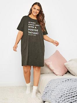 Yours Multicolour Slogan Sleep Tee - Grey